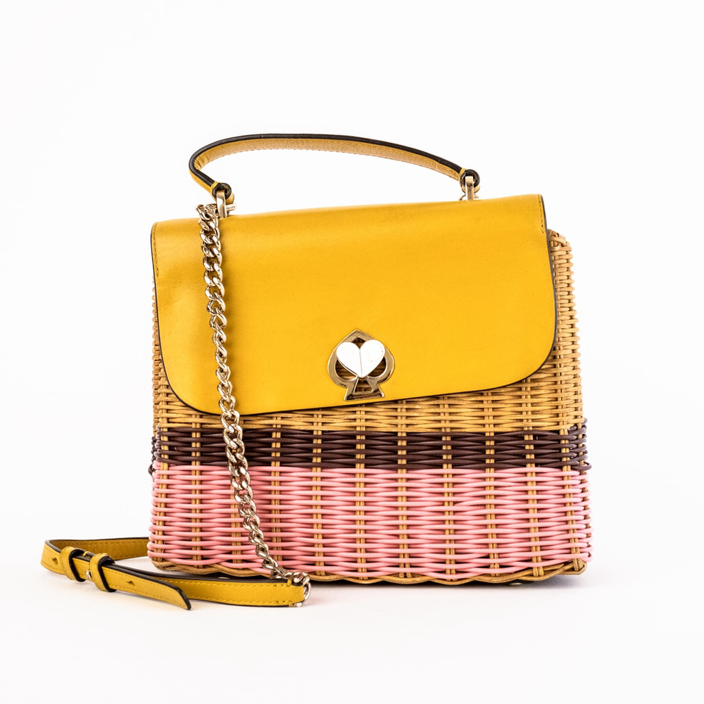Kate Spade New York Romy Wicker Leather Trim Medium Top Handle Bag $358 - Picture 4 of 15